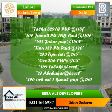 Residential Plot for Sale in Bahria Town, Lahore - (BP-285433)