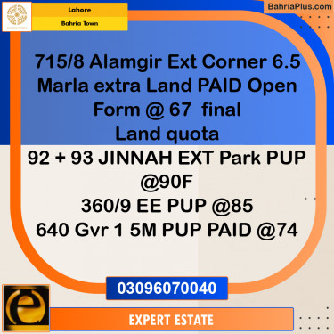 5 Marla Residential Plot for Sale in Bahria Town, Lahore - (BP-285553)