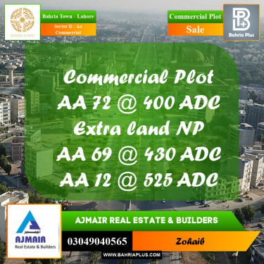 5 Marla Commercial Plot for Sale in Sector D - AA Commercial -  Bahria Town, Lahore - (BP-285577)