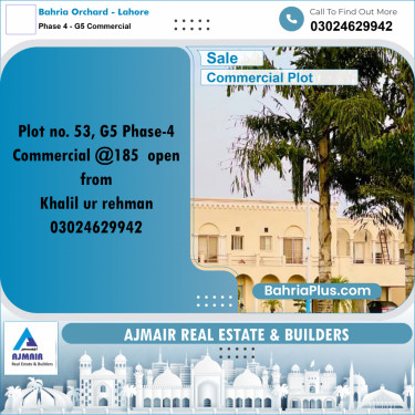 5 Marla Commercial Plot for Sale in Phase 4 - G5 Commercial -  Bahria Orchard, Lahore - (BP-285651)
