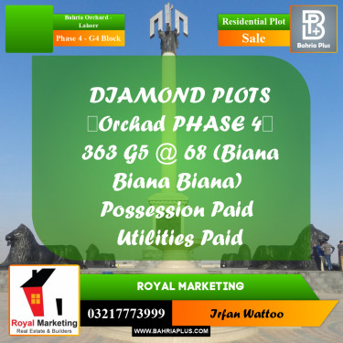 10 Marla Residential Plot for Sale in Phase 4 - G4 Block -  Bahria Orchard, Lahore - (BP-285662)