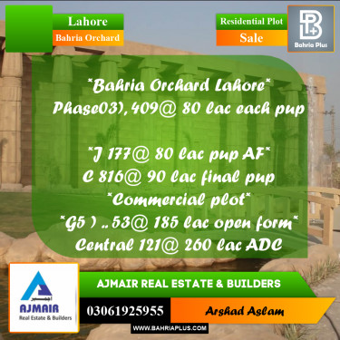 Residential Plot for Sale in Bahria Orchard, Lahore - (BP-285675)