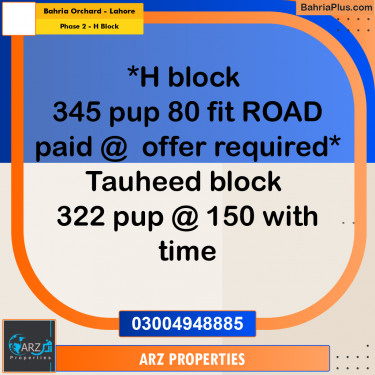 Residential Plot for Sale in Phase 2 - H Block -  Bahria Orchard, Lahore - (BP-285750)