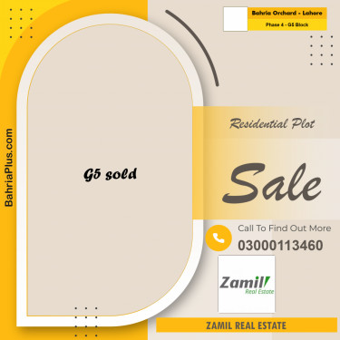 5 Marla Residential Plot for Sale in Phase 4 - G5 Block -  Bahria Orchard, Lahore - (BP-285867)