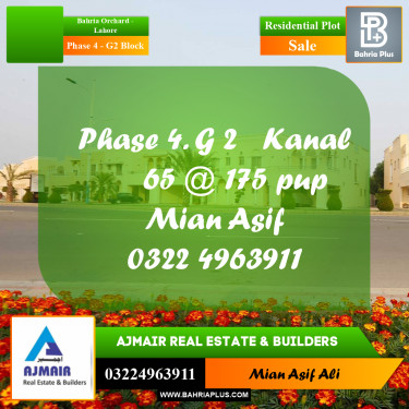 Residential Plot for Sale in Phase 4 - G2 Block -  Bahria Orchard, Lahore - (BP-285892)