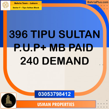 1 Kanal Residential Plot for Sale in Sector F - Tipu Sultan Block -  Bahria Town, Lahore - (BP-285910)
