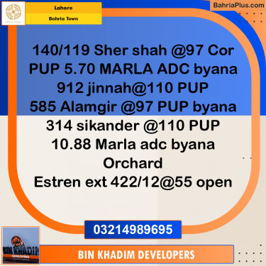 Residential Plot for Sale in Bahria Town, Lahore - (BP-285922)