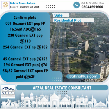 Residential Plot for Sale in Sector F - Ghaznavi Ext. Block -  Bahria Town, Lahore - (BP-285974)
