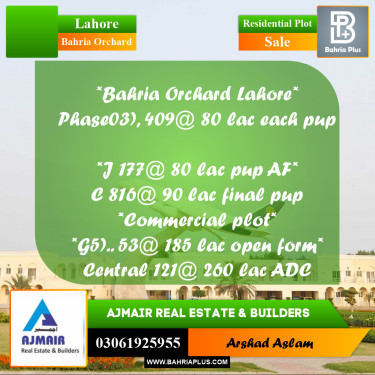 Residential Plot for Sale in Bahria Orchard, Lahore - (BP-286030)