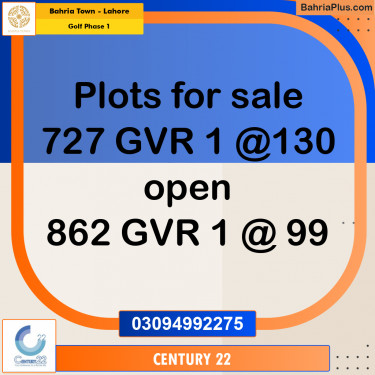 10 Marla Residential Plot for Sale in Golf Phase 1 -  Bahria Town, Lahore - (BP-286090)