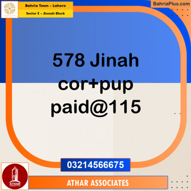 5 Marla Residential Plot for Sale in Sector E - Jinnah Block -  Bahria Town, Lahore - (BP-286200)