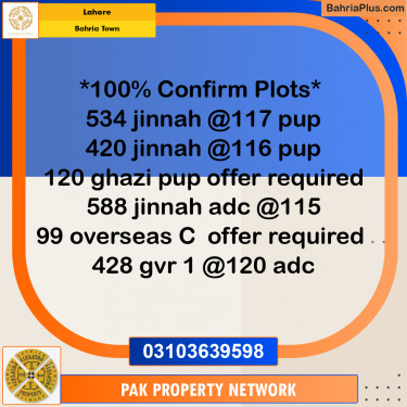 Residential Plot for Sale in Bahria Town, Lahore - (BP-286256)