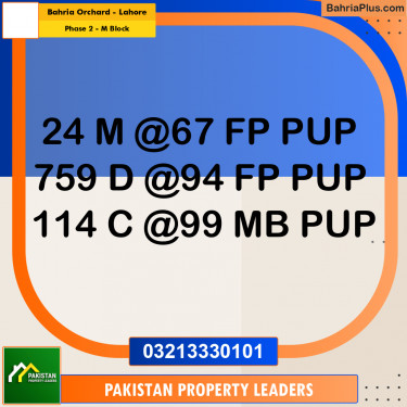 5 Marla Residential Plot for Sale in Phase 2 - M Block -  Bahria Orchard, Lahore - (BP-286278)