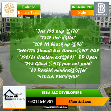 Residential Plot for Sale in Bahria Town, Lahore - (BP-286366)