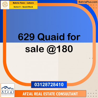 10 Marla Residential Plot for Sale in Sector E - Quaid Block -  Bahria Town, Lahore - (BP-286397)