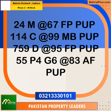 5 Marla Residential Plot for Sale in Phase 2 - M Block -  Bahria Orchard, Lahore - (BP-286542)