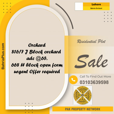 Residential Plot for Sale in Bahria Orchard, Lahore - (BP-286619)