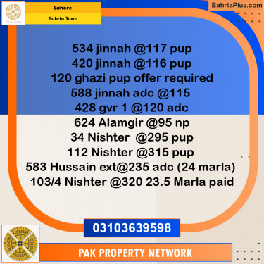 Residential Plot for Sale in Bahria Town, Lahore - (BP-286621)