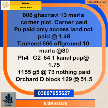 Residential Plot for Sale in Bahria Town, Lahore - (BP-286719)