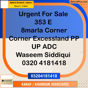 8 Marla Residential Plot for Sale in Phase 2 - E Block -  Bahria Orchard, Lahore - (BP-286762)