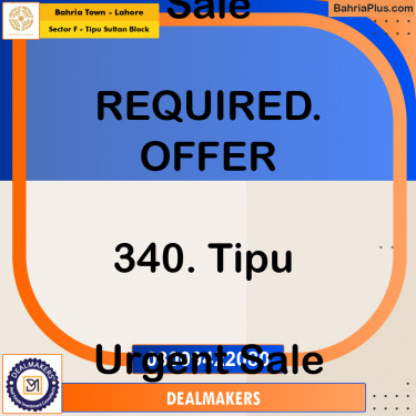 1 Kanal Residential Plot for Sale in Sector F - Tipu Sultan Block -  Bahria Town, Lahore - (BP-286765)