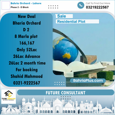 8 Marla Residential Plot for Sale in Phase 2 - D Block -  Bahria Orchard, Lahore - (BP-286772)