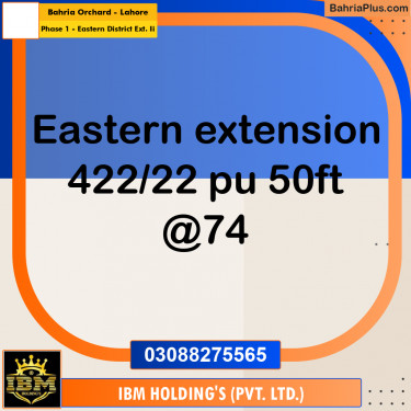 8 Marla Residential Plot for Sale in Phase 1 - Eastern District Ext. II -  Bahria Orchard, Lahore - (BP-286786)