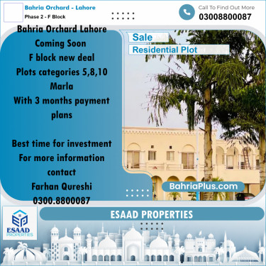 Residential Plot for Sale in Phase 2 - F Block -  Bahria Orchard, Lahore - (BP-286789)