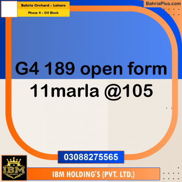 10 Marla Residential Plot for Sale in Phase 4 - G4 Block -  Bahria Orchard, Lahore - (BP-286796)
