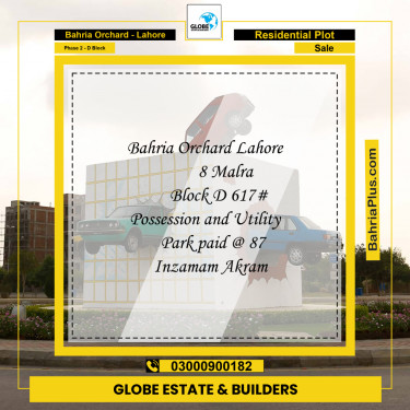 8 Marla Residential Plot for Sale in Phase 2 - D Block -  Bahria Orchard, Lahore - (BP-286878)