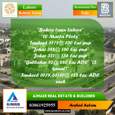 Residential Plot for Sale in Bahria Town, Lahore - (BP-286912)