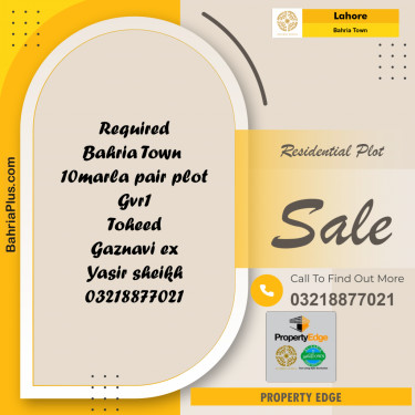 Residential Plot for Sale in Bahria Town, Lahore - (BP-286929)