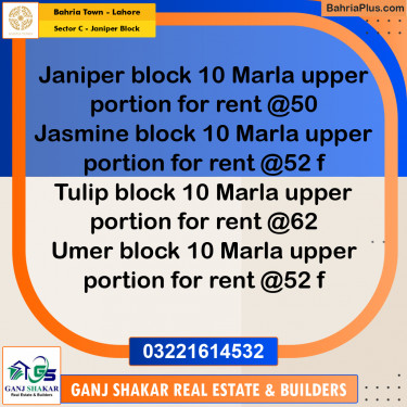 10 Marla Residential House for Rent in Sector C - Janiper Block -  Bahria Town, Lahore - (BP-286938)