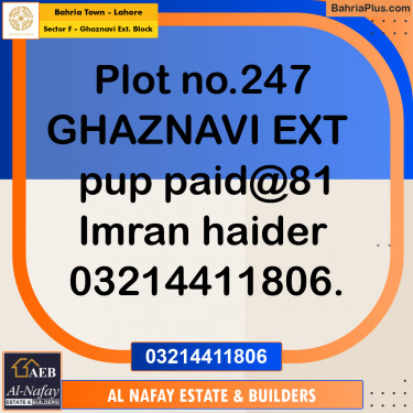 5 Marla Residential Plot for Sale in Sector F - Ghaznavi Ext. Block -  Bahria Town, Lahore - (BP-286974)