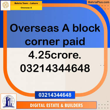 1.4 Marla Residential Plot for Sale in Overseas A -  Bahria Town, Lahore - (BP-287040)