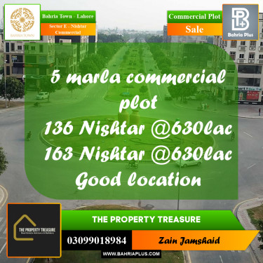 Commercial Plot for Sale in Sector E - Nishtar Commercial -  Bahria Town, Lahore - (BP-287050)