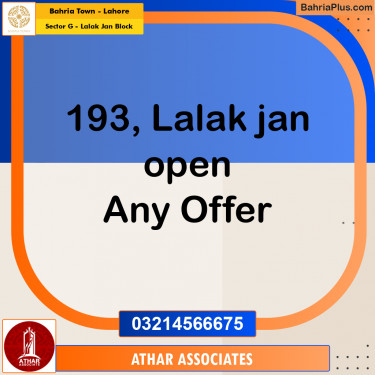 5 Marla Residential Plot for Sale in Sector G - Lalak Jan Block -  Bahria Town, Lahore - (BP-287070)