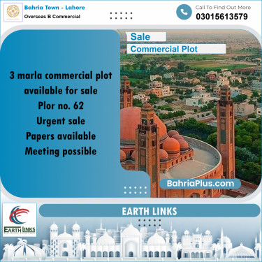 3 Marla Commercial Plot for Sale in Overseas B Commercial -  Bahria Town, Lahore - (BP-287227)