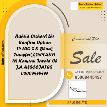 5 Marla Commercial Plot for Sale in Phase 2 - K Block Commercial -  Bahria Orchard, Lahore - (BP-287237)