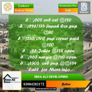 Residential Plot for Sale in Bahria Town, Lahore - (BP-287288)
