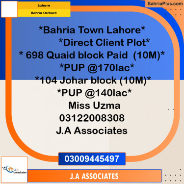 Residential Plot for Sale in Bahria Orchard, Lahore - (BP-287293)