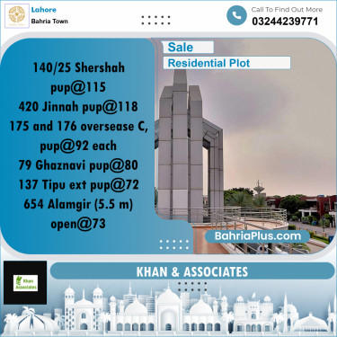 Residential Plot for Sale in Bahria Town, Lahore - (BP-287318)