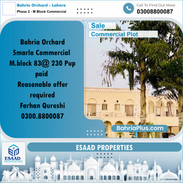5 Marla Commercial Plot for Sale in Phase 2 - M Block Commercial -  Bahria Orchard, Lahore - (BP-287365)