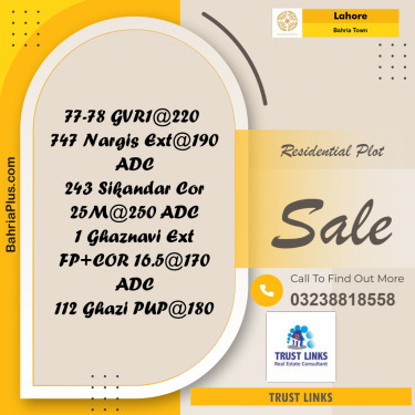 Residential Plot for Sale in Bahria Town, Lahore - (BP-287384)