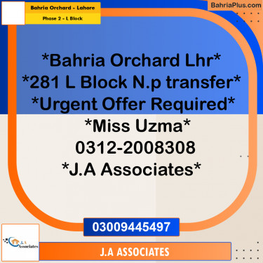 5 Marla Residential Plot for Sale in Phase 2 - L Block -  Bahria Orchard, Lahore - (BP-287419)