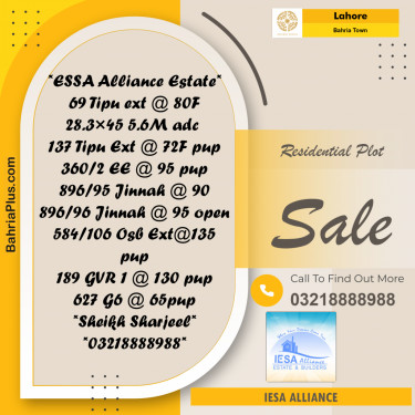 Residential Plot for Sale in Bahria Town, Lahore - (BP-287449)
