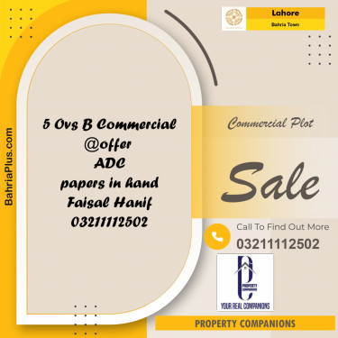 Commercial Plot for Sale in Bahria Town, Lahore - (BP-287524)
