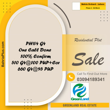 10 Marla Residential Plot for Sale in Phase 4 - G4 Block -  Bahria Orchard, Lahore - (BP-287565)