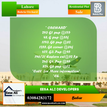 Residential Plot for Sale in Bahria Orchard, Lahore - (BP-287581)