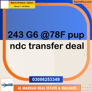 10 Marla Residential Plot for Sale in Phase 4 - G6 Block -  Bahria Orchard, Lahore - (BP-287589)